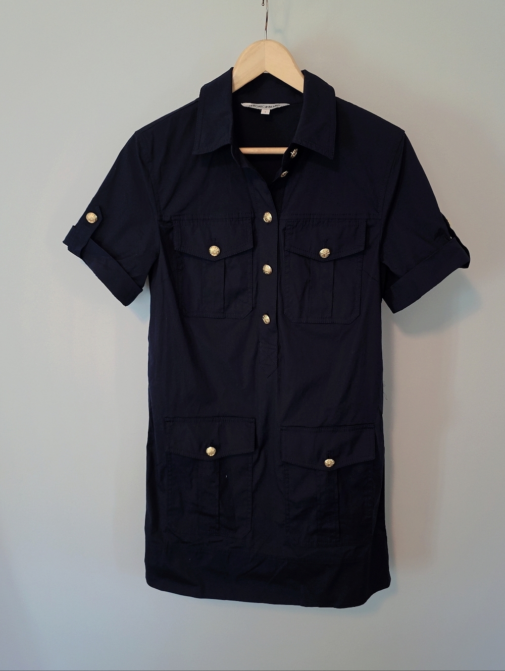 Veronica Beard Lucca Navy Blue Cargo Cotton Shift Dress Size US 6 - Picture 7 of 13